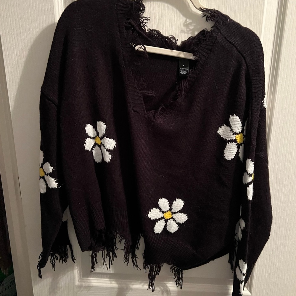 black flower sweater